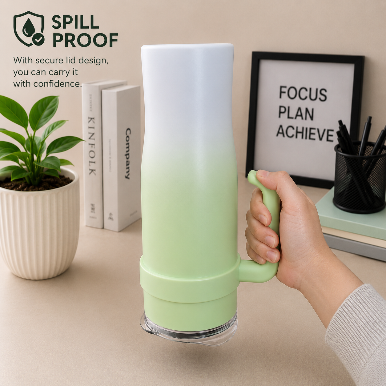 40oz Insulated Travel Tumbler with Handle, Straw & Flip Lid .