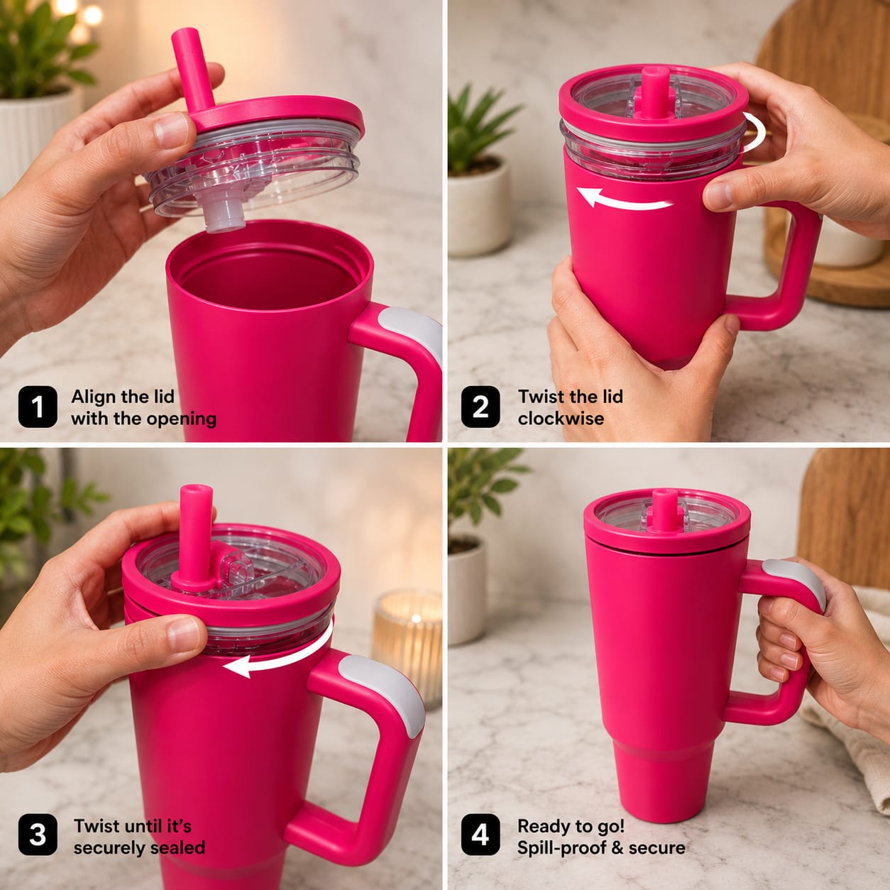 40oz Spill Proof Insulated Tumbler with Handle & Straw_Twist-Lock Leakproof Lid