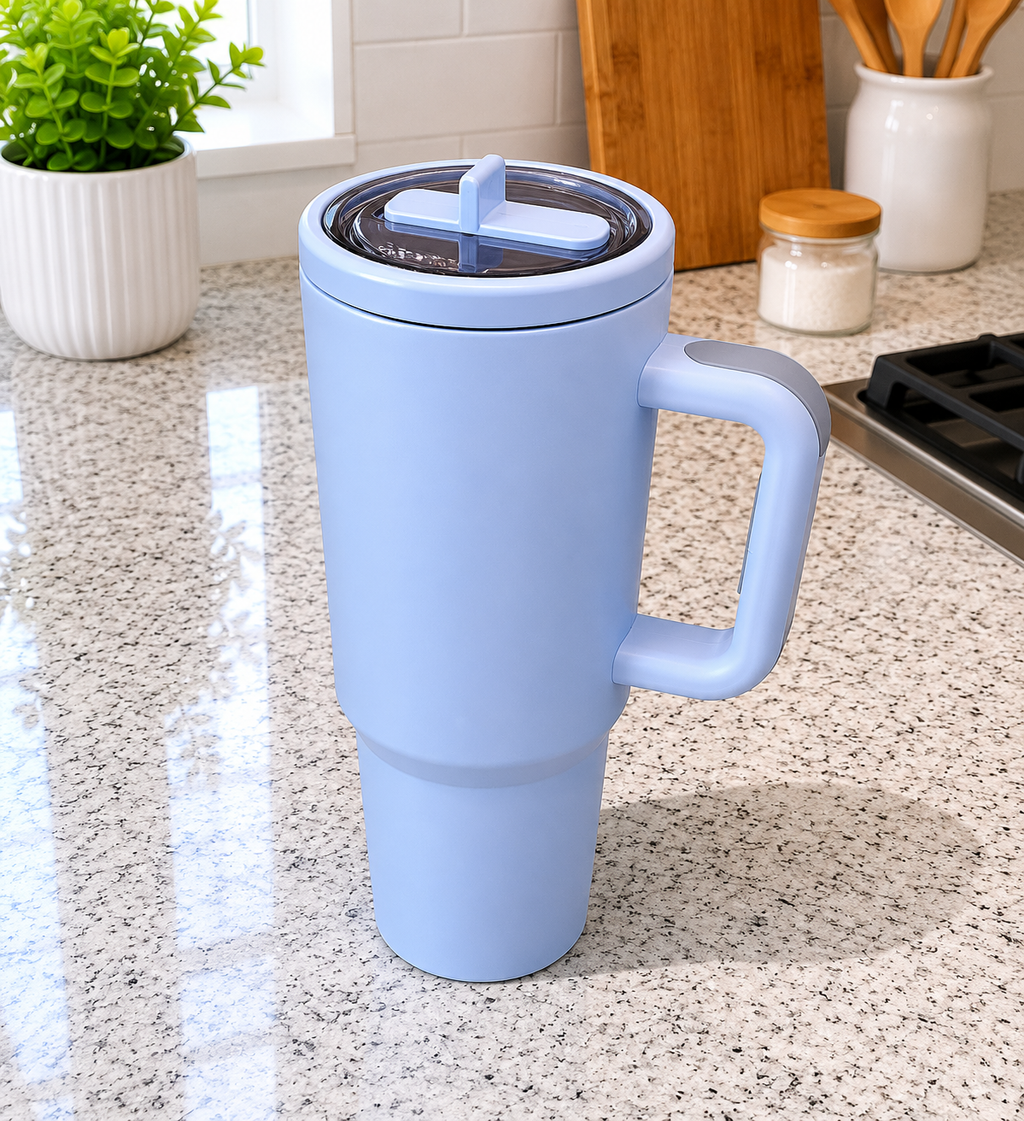 40oz Spill Proof Insulated Tumbler with Handle & Straw_Twist-Lock Leakproof Lid