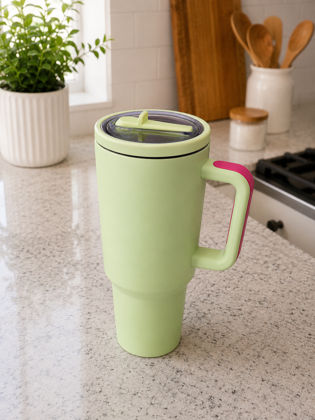 40oz Spill Proof Insulated Tumbler with Handle & Straw_Twist-Lock Leakproof Lid